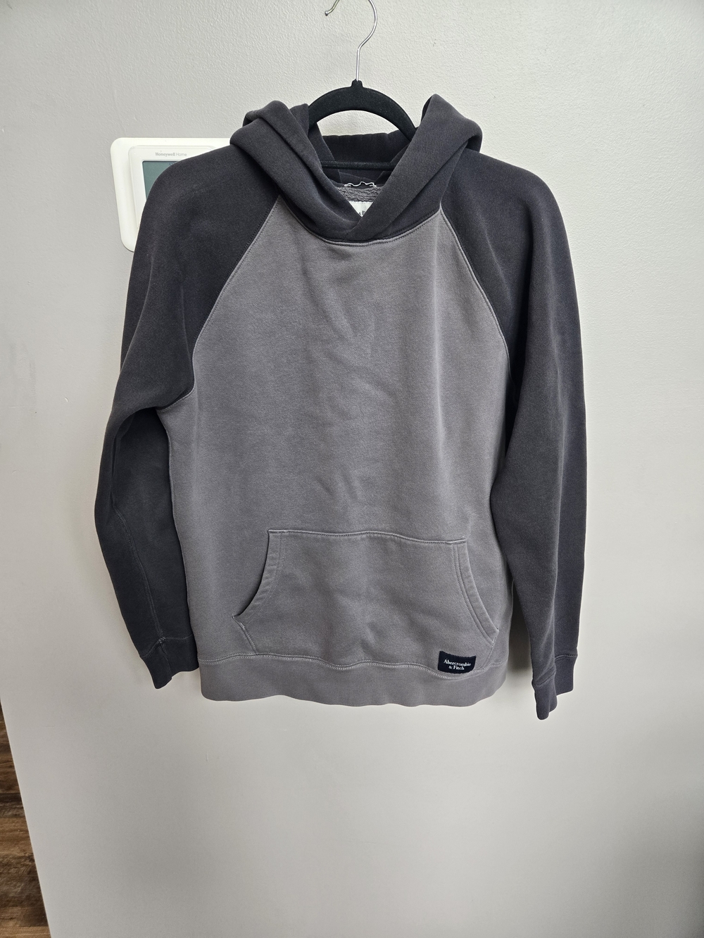 Abercrombie & Fitch Two-Tone Black and Gray Pullover Hoodie